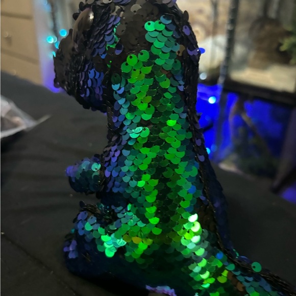 Beanie Boos Crunch The Dinosaur Flip Sequins Purple Sparkly Eyes 7" - Picture 2 of 6